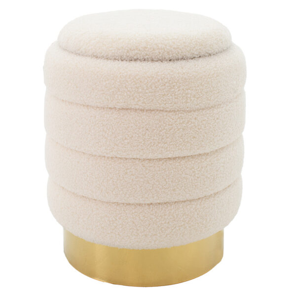 Σκαμπό-μπαούλο Dazzle pakoworld μπουκλέ cream-χρυσό Φ36x44εκ - 257-000014