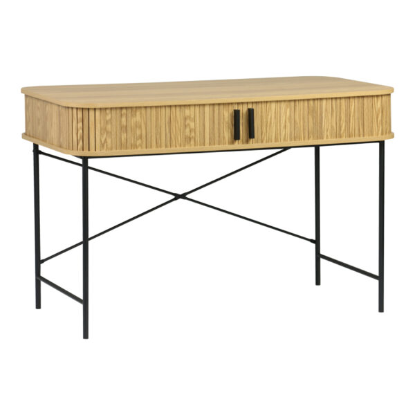 Γραφείο εργασίας Scandi pakoworld MDF/Metal σε φυσική απόχρωση με μεταλλικά μαύρα πόδια 120x60x76,5εκ - 260-000024