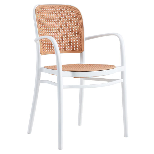 Πολυθρόνα Juniper pakoworld με UV protection PP μπεζ- λευκό 56x52.5x86.5εκ. - 262-000003