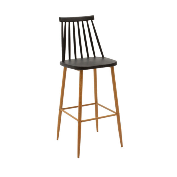 Σκαμπό μπαρ Aurora pakoworld PP μαύρο-φυσικό πόδι 42x49x109εκ - 262-000018