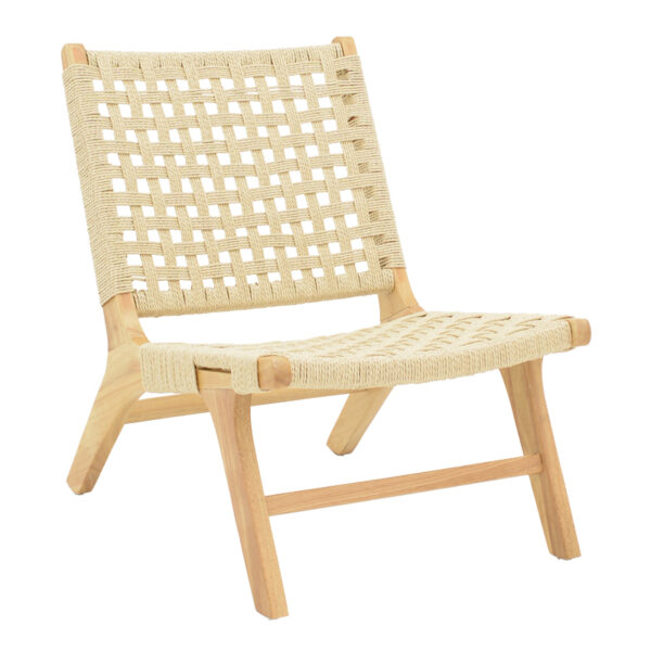 Πολυθρόνα Polisin pakoworld σχοινί-rubberwood σε φυσική απόχρωση 55x80x77εκ - 263-000045
