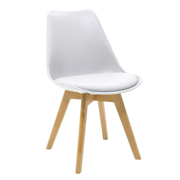 Καρέκλα Gaston pakoworld PP-PU λευκό-φυσικό πόδι 48x55x83εκ - 271-000001