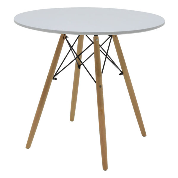 Τραπέζι Julita pakoworld MDF λευκό-πόδια φυσικό Φ80x73εκ - 271-000007