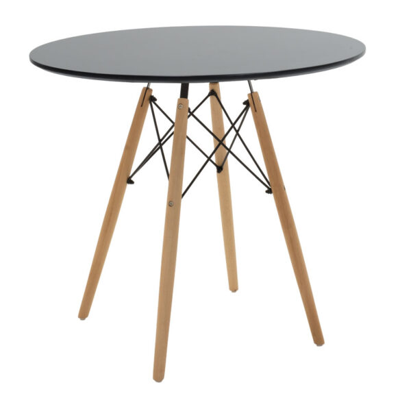 Τραπέζι Julita pakoworld MDF μαύρο-πόδια φυσικό Φ80x73εκ - 271-000008