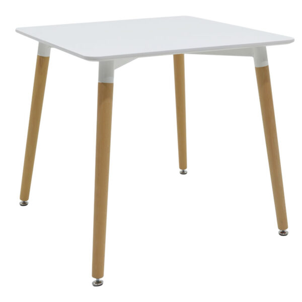 Τραπέζι Natali pakoworld MDF λευκό-πόδια φυσικό 80x80x76εκ - 271-000009