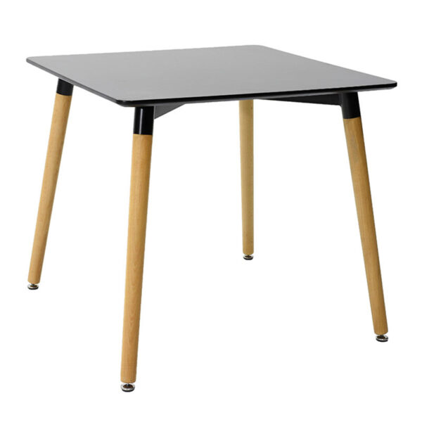 Τραπέζι Natali pakoworld MDF μαύρο-πόδια φυσικό 80x80x76εκ - 271-000010