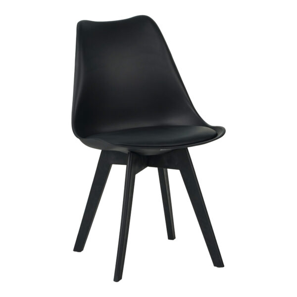 Καρέκλα Gaston I pakoworld PP-PU σε μαύρη απόχρωση 48.5x53.5x81.5εκ - 271-000038