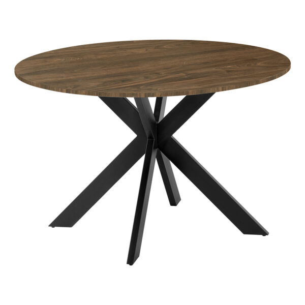 Τραπέζι Jeston pakoworld MDF καρυδί-πόδι μαύρο μέταλλο Φ120x75εκ - 278-000012