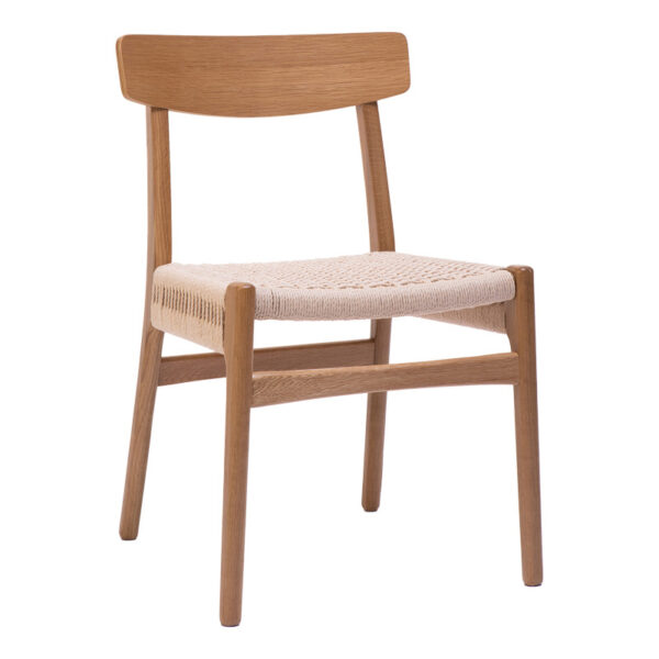 Καρέκλα Safal pakoworld oak δρυς ξύλο-έδρα εκρού σχοινί 51x50x78εκ - 281-000003