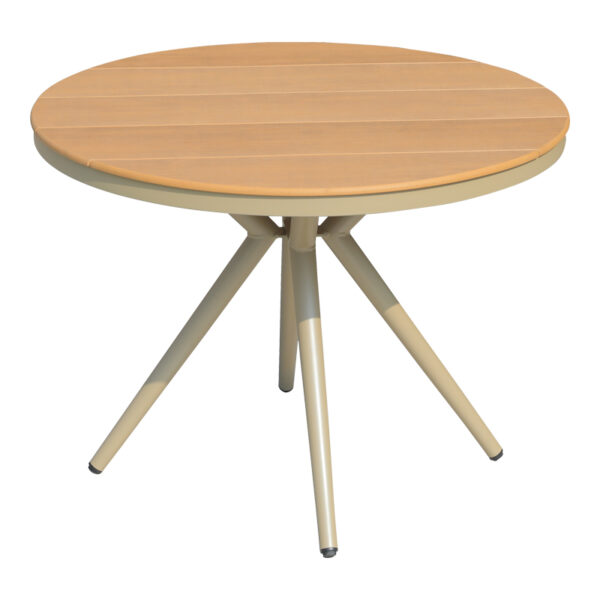 Τραπέζι Hilly pakoworld plywood και αλουμίνιο σε σαμπανιζέ απόχρωση Φ100x75εκ - 289-000022