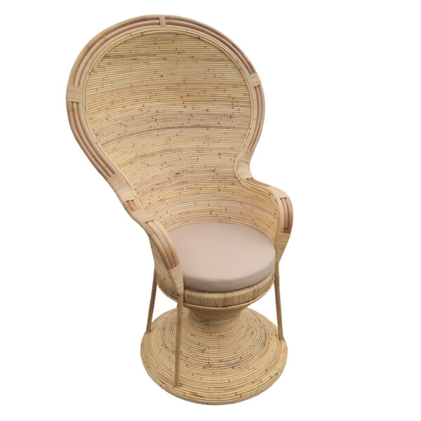 Πολυθρόνα Rea Inart με μπεζ μαξιλάρι-φυσικό rattan 85x85x141εκ - 314-000003