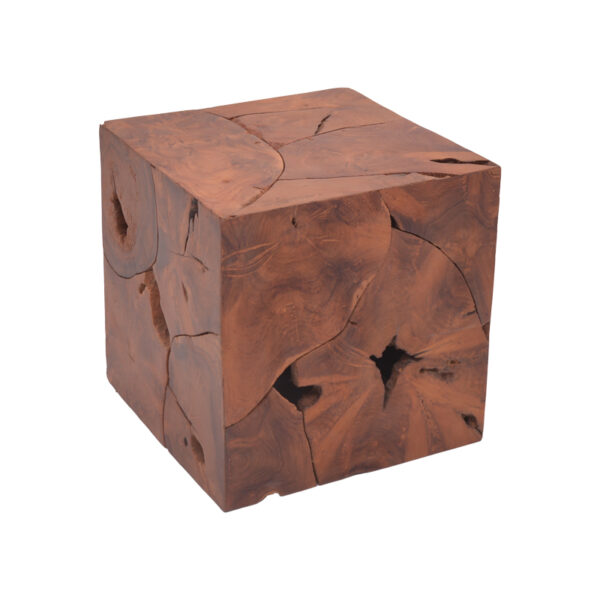 Σκαμπό Boxy Inart φυσικό μασίφ ξύλο teak 40x40x40εκ - 315-000024