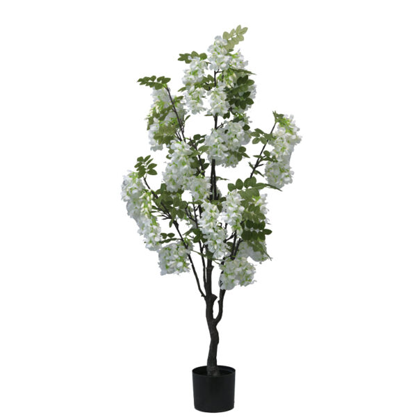 Διακοσμητικό φυτό Bean flowers σε γλάστρα Inart λευκό pp Υ125εκ - 316-000025