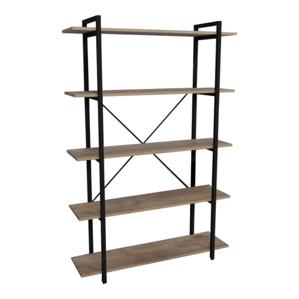 Βιβλιοθήκη Reson pakoworld oak μελαμίνης-μαύρο μέταλλο 120x34x180εκ - 321-000001