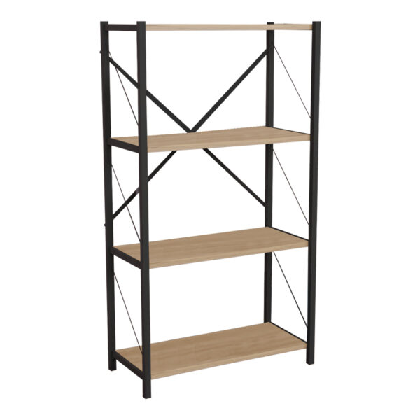 Βιβλιοθήκη Jackrey pakoworld oak μελαμίνης-μαύρο μέταλλο 60x30x114εκ - 321-000010