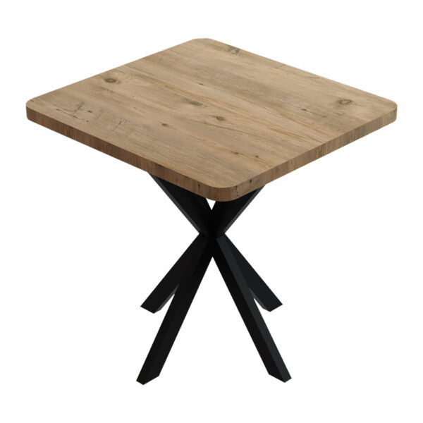 Τραπέζι Prestone pakoworld oak μελαμίνης-μαύρο μέταλλο 70x70x75εκ - 321-000081