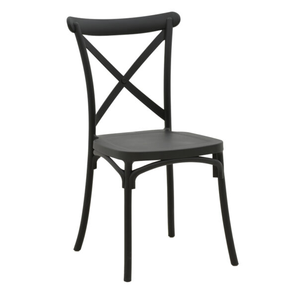 Καρέκλα Crossie pakoworld pp σε ανθρακί απόχρωση 38x46.5x82εκ - 326-000024