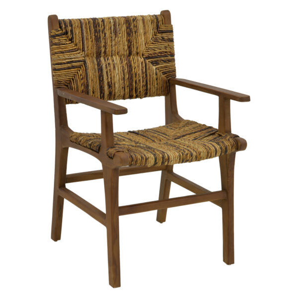 Πολυθρόνα Refane pakoworld φυσικό teak ξύλο-ψάθα 55x60x85εκ - 336-000008