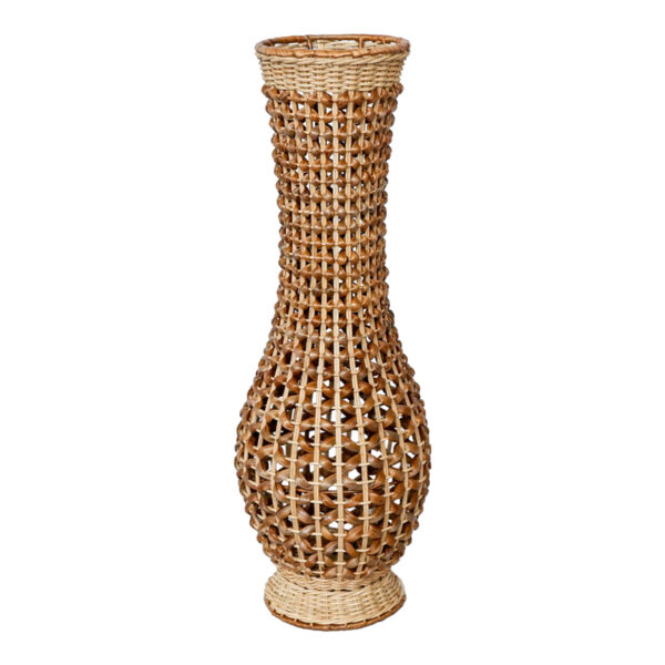 Βάζο Gucre Inart ξύλο-rattan pe σε φυσική απόχρωση Φ25x70εκ - 337-000032