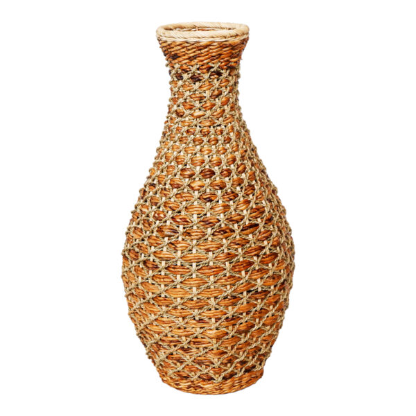 Βάζο Gucre I Inart ξύλο-rattan pe σε φυσική απόχρωση Φ30x70εκ - 337-000033
