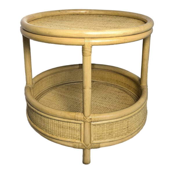 Βοηθητικό τραπέζι Moody pakoworld pe rattan σε φυσική απόχρωση Φ55x51εκ - 343-000093